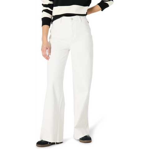 White Wide Leg Frayed Hem Jeans | Montivo Pakistan