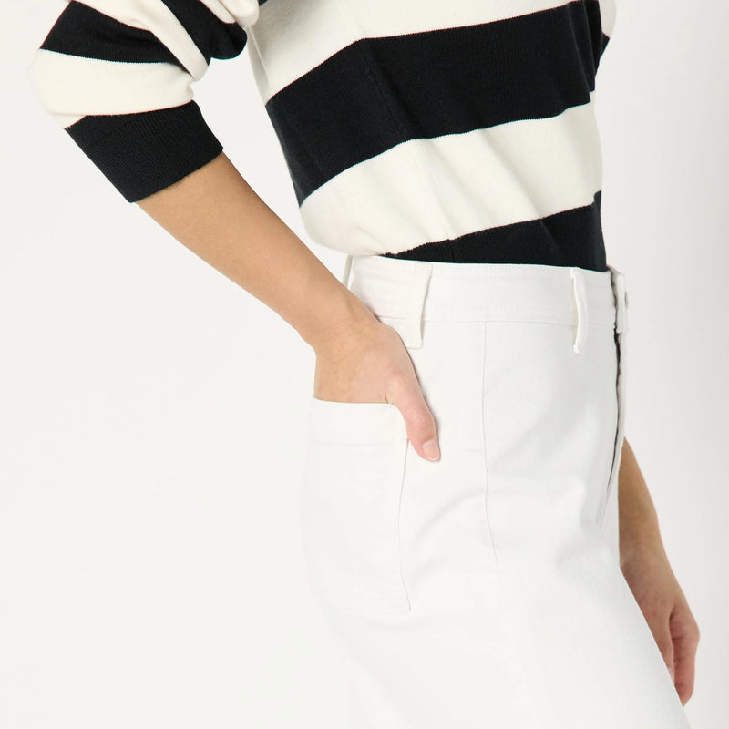 White Wide Leg Frayed Hem Jeans | Montivo Pakistan