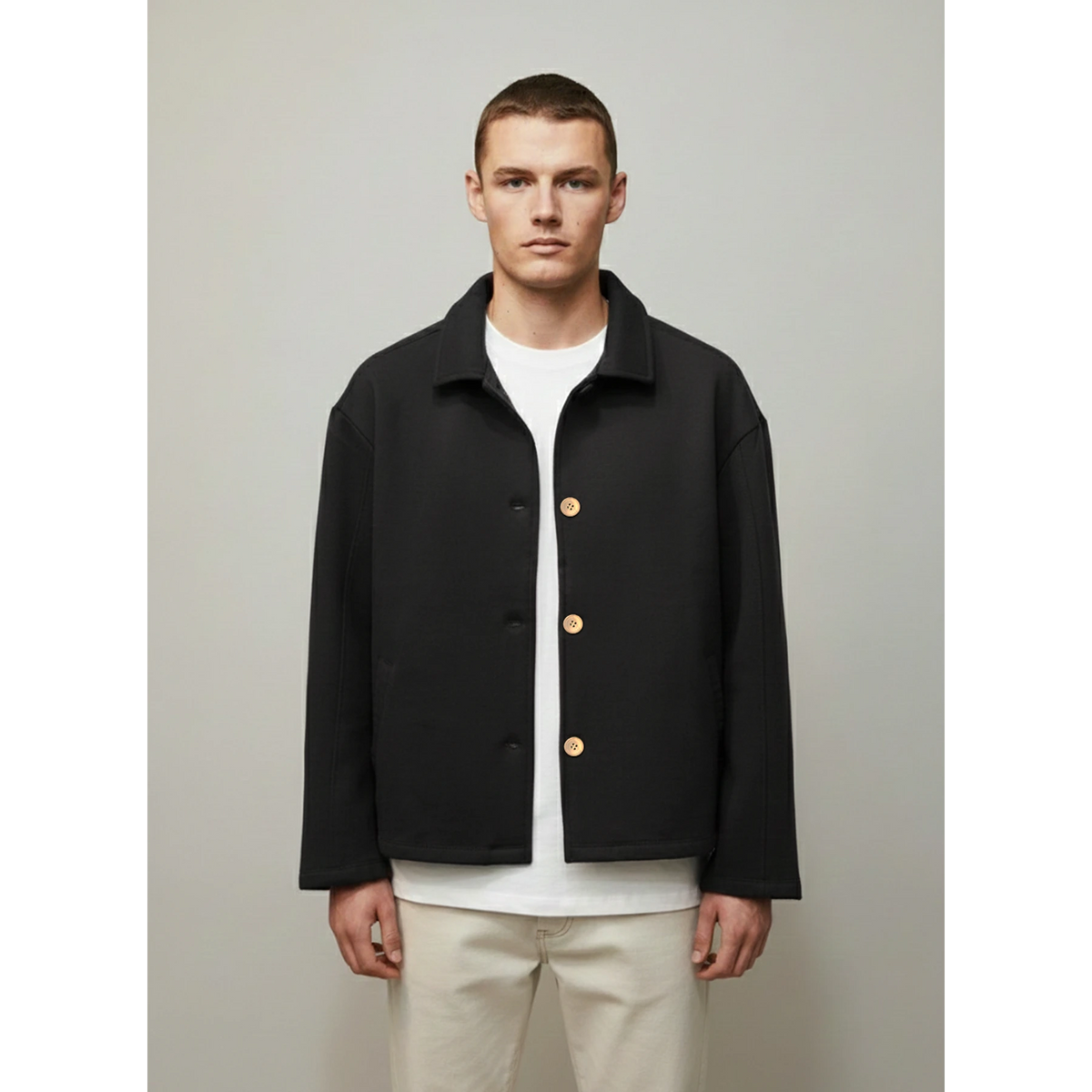 Black Button Down Coat | Montivo Pakistan