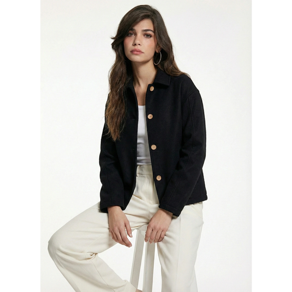 Black Button Down Coat | Montivo Pakistan