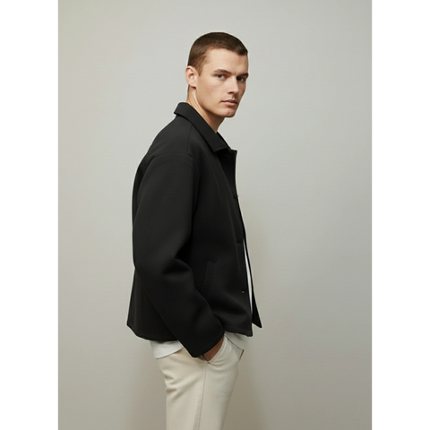 Black Button Down Coat | Montivo Pakistan