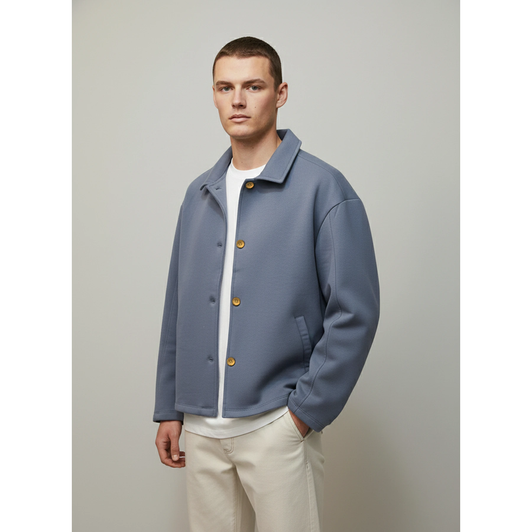 Blue Button Down Coat | Montivo Pakistan