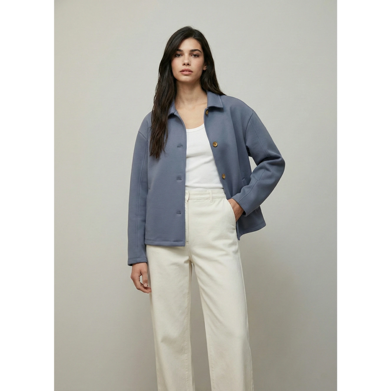 Blue Button Down Coat | Montivo Pakistan