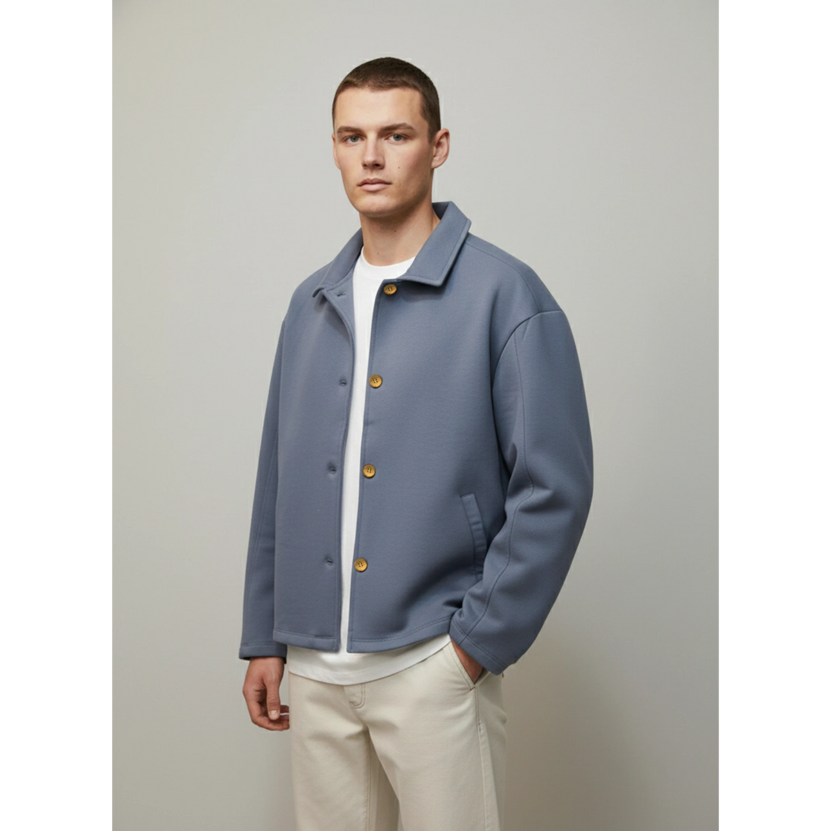 Blue Button Down Coat | Montivo Pakistan