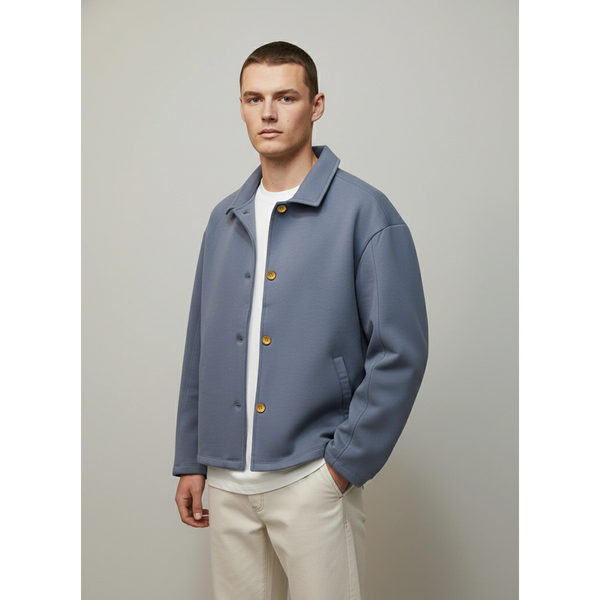 Blue Button Down Coat | Montivo Pakistan