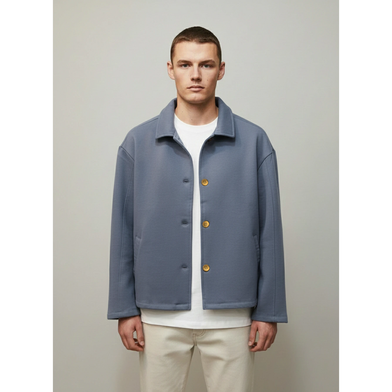 Blue Button Down Coat | Montivo Pakistan