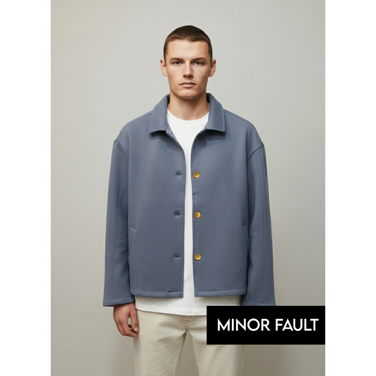 (Minor Fault) Blue Button Down Coat