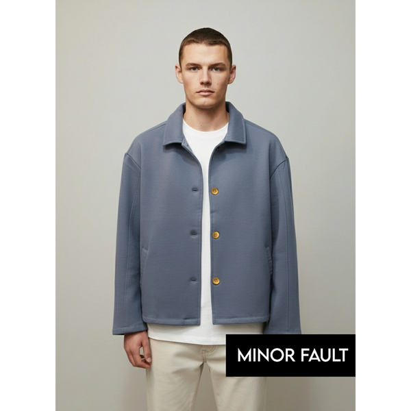(Minor Fault) Blue Button Down Coat | Montivo Pakistan