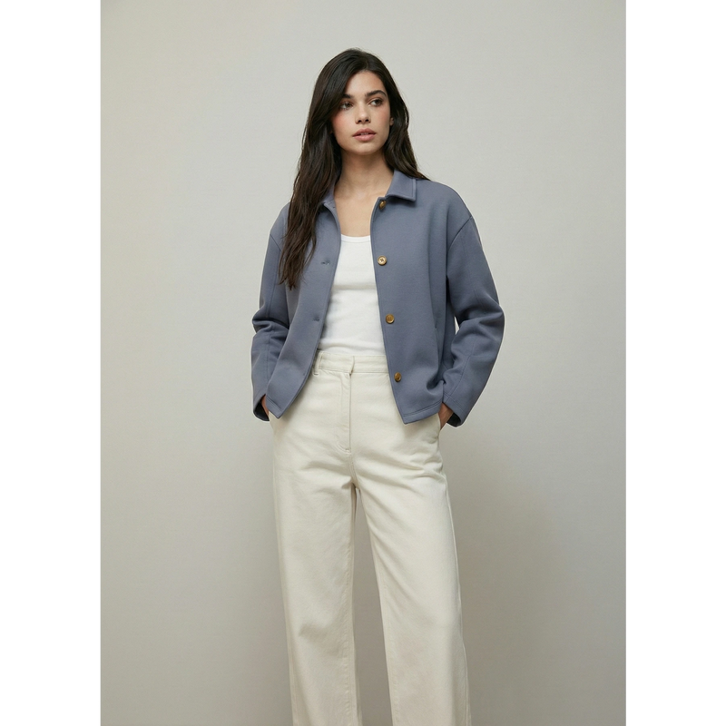 Blue Button Down Coat | Montivo Pakistan