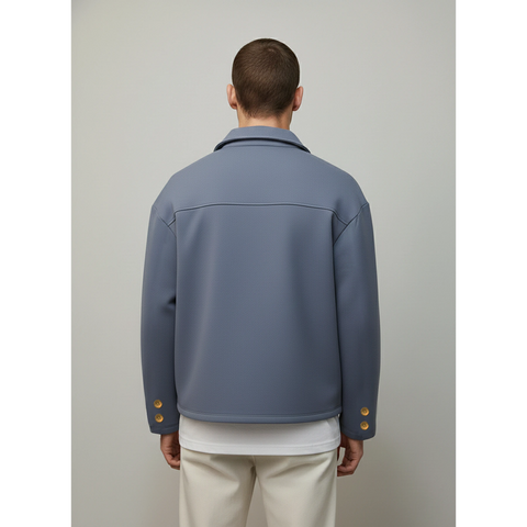 Blue Button Down Coat | Montivo Pakistan