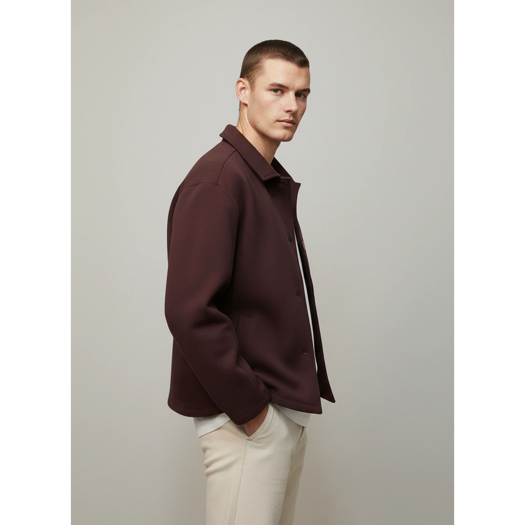 Burgundy Button Down Coat | Montivo Pakistan