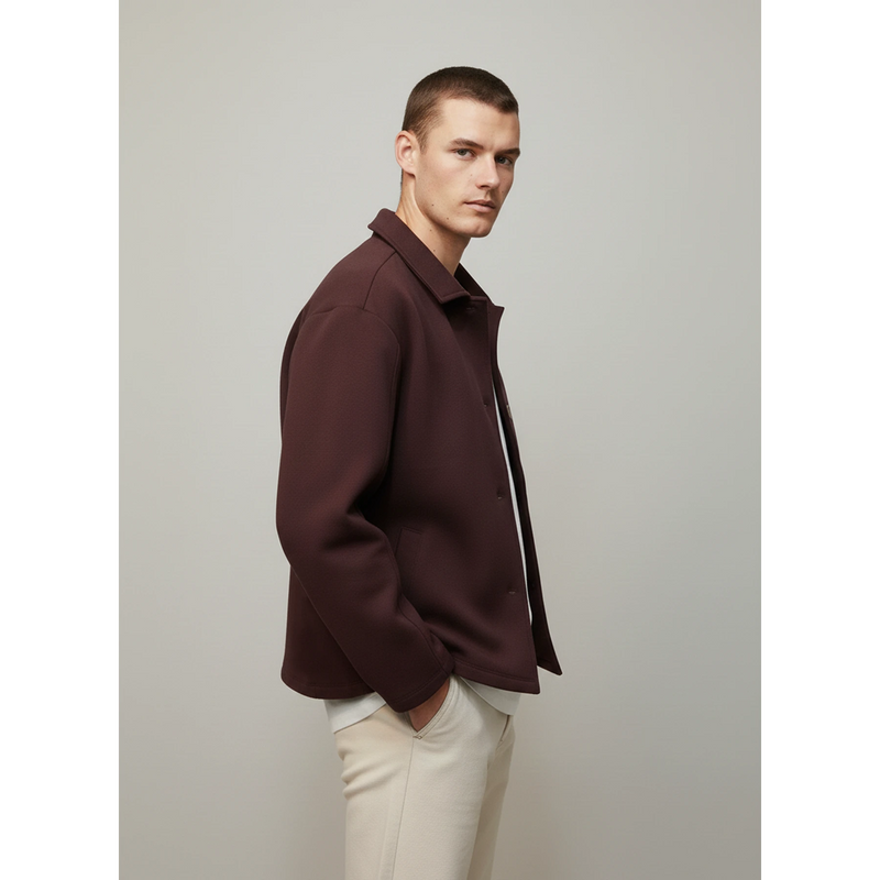 Burgundy Button Down Coat | Montivo Pakistan