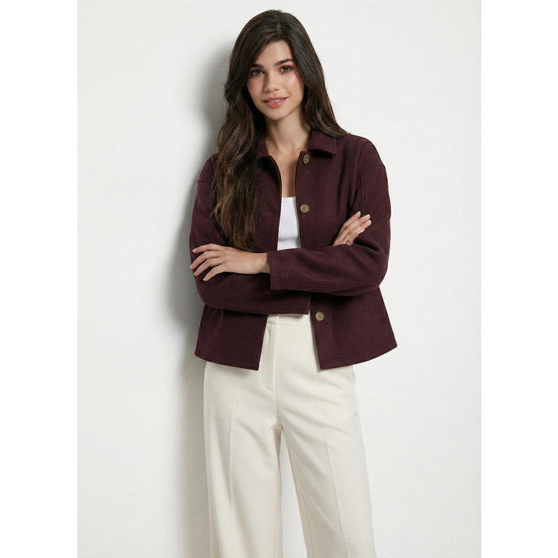 Burgundy Button Down Coat | Montivo Pakistan