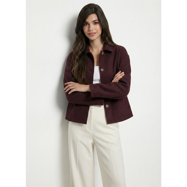 Burgundy Button Down Coat | Montivo Pakistan
