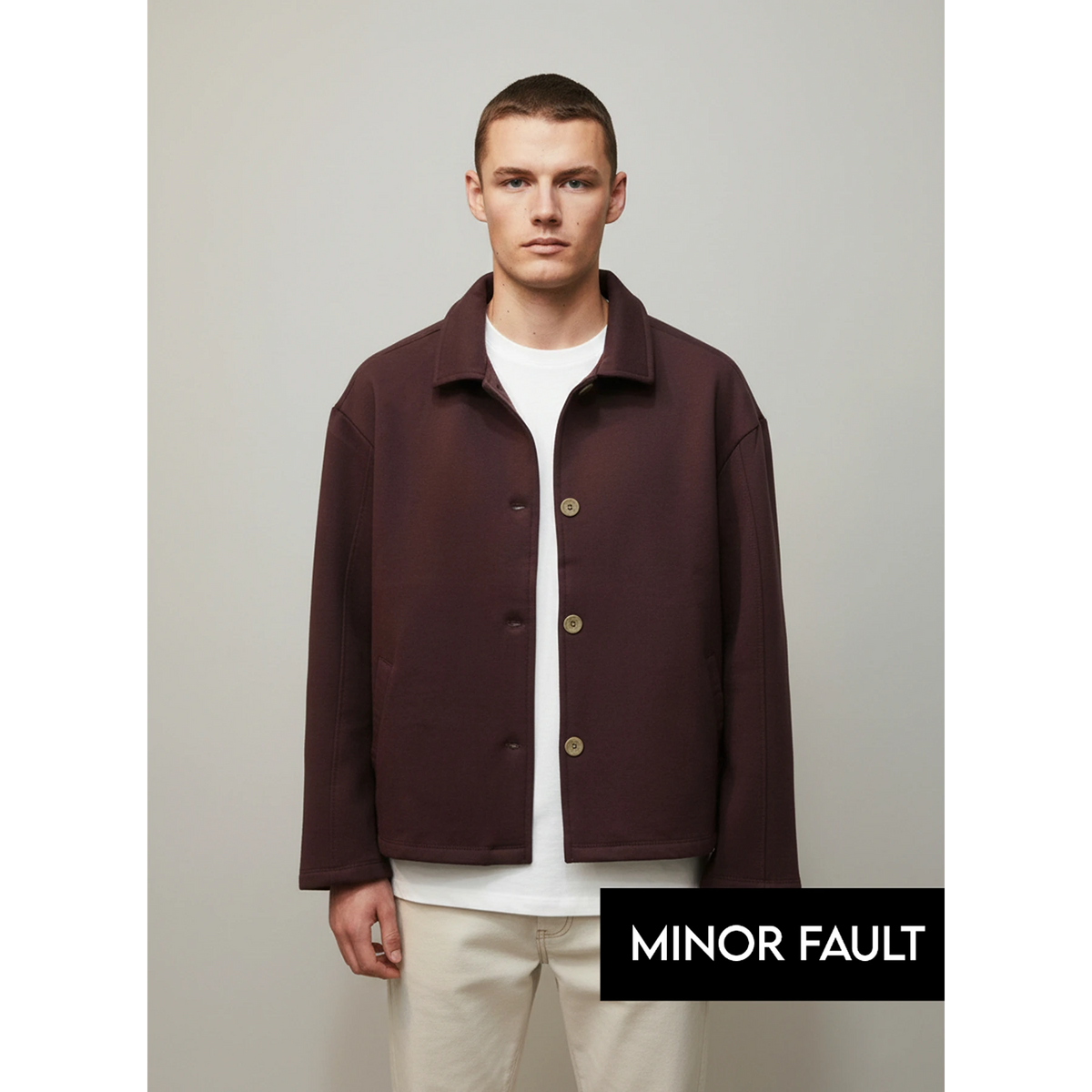 (Minor Fault) Burgundy Button Down Coat