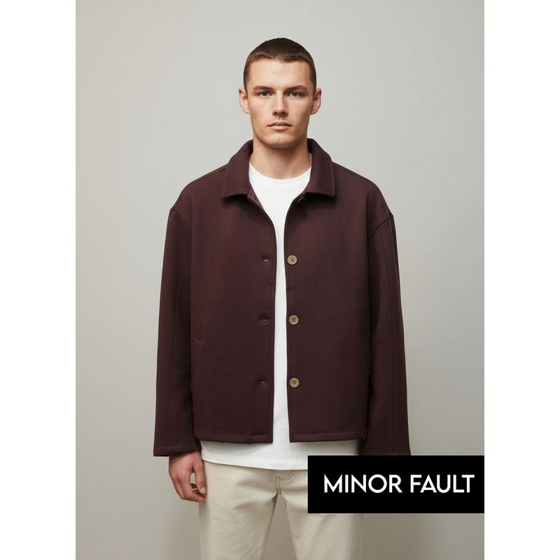 (Minor Fault) Burgundy Button Down Coat | Montivo Pakistan