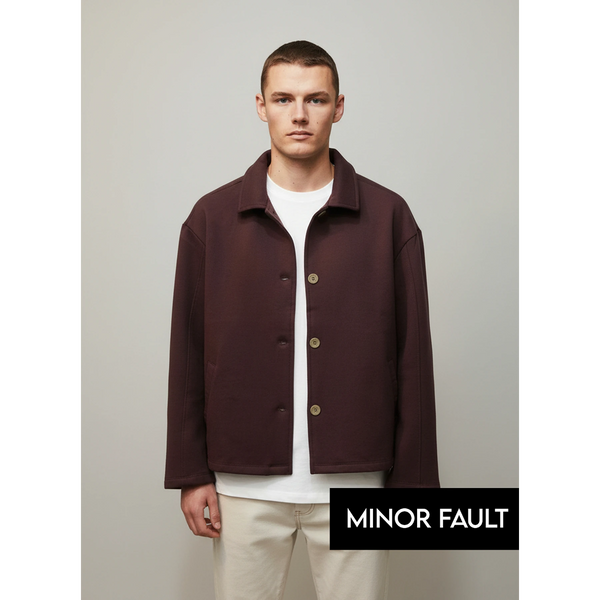 (Minor Fault) Burgundy Button Down Coat | Montivo Pakistan