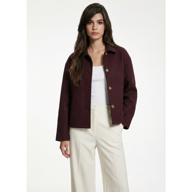 Burgundy Button Down Coat | Montivo Pakistan