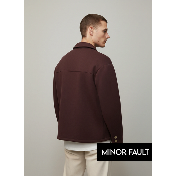 (Minor Fault) Burgundy Button Down Coat | Montivo Pakistan