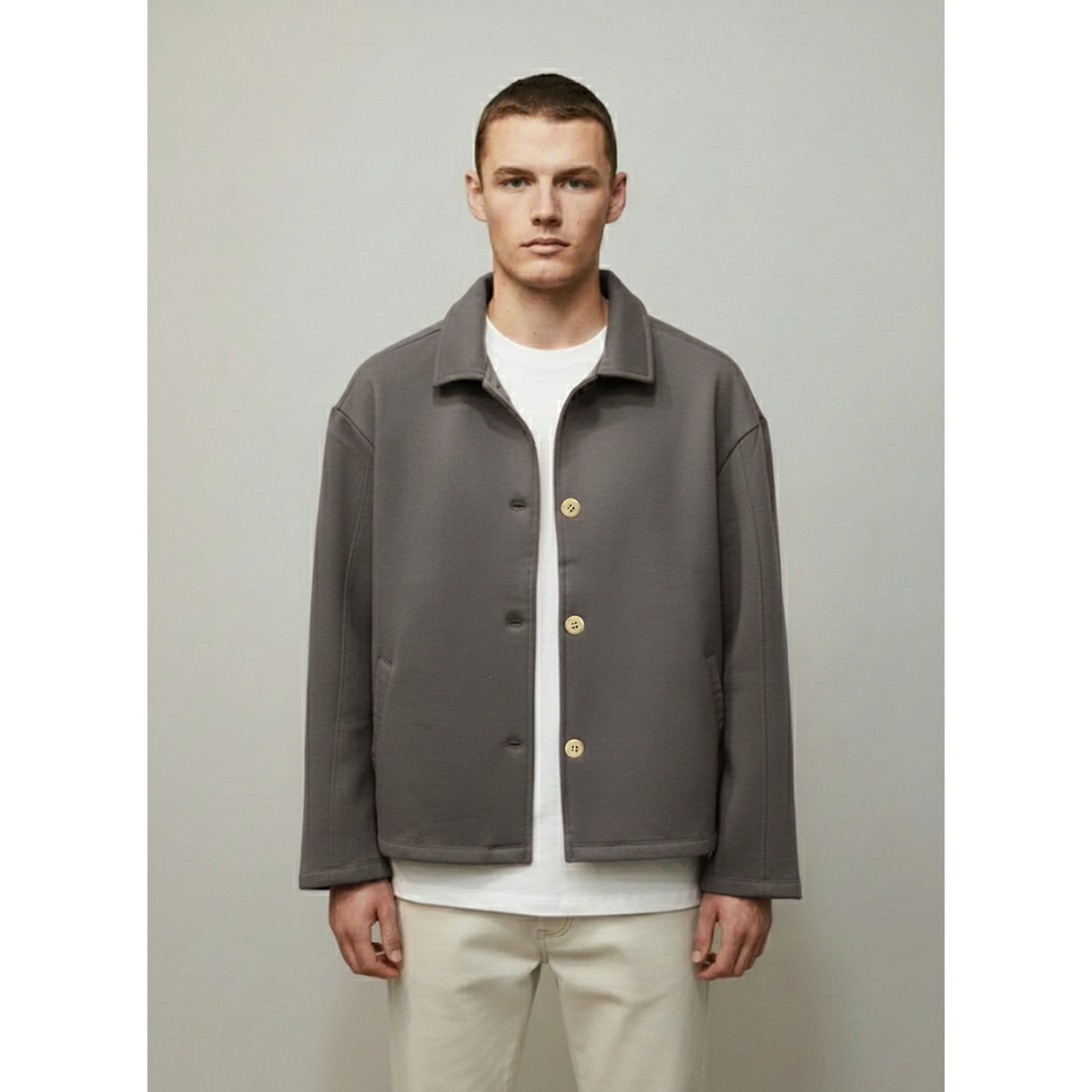 Grey Button Down Coat | Montivo Pakistan