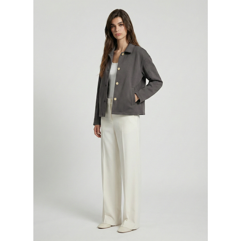 Grey Button Down Coat | Montivo Pakistan