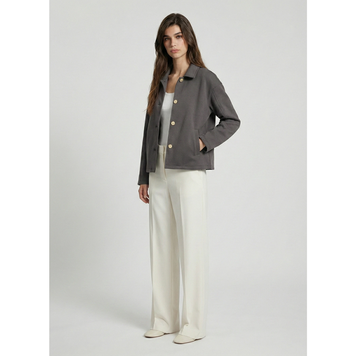 Grey Button Down Coat