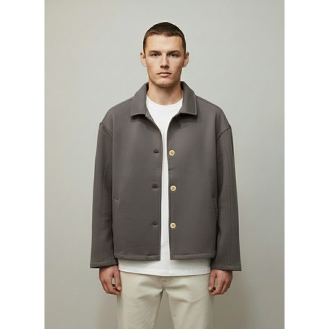 Grey Button Down Coat | Montivo Pakistan