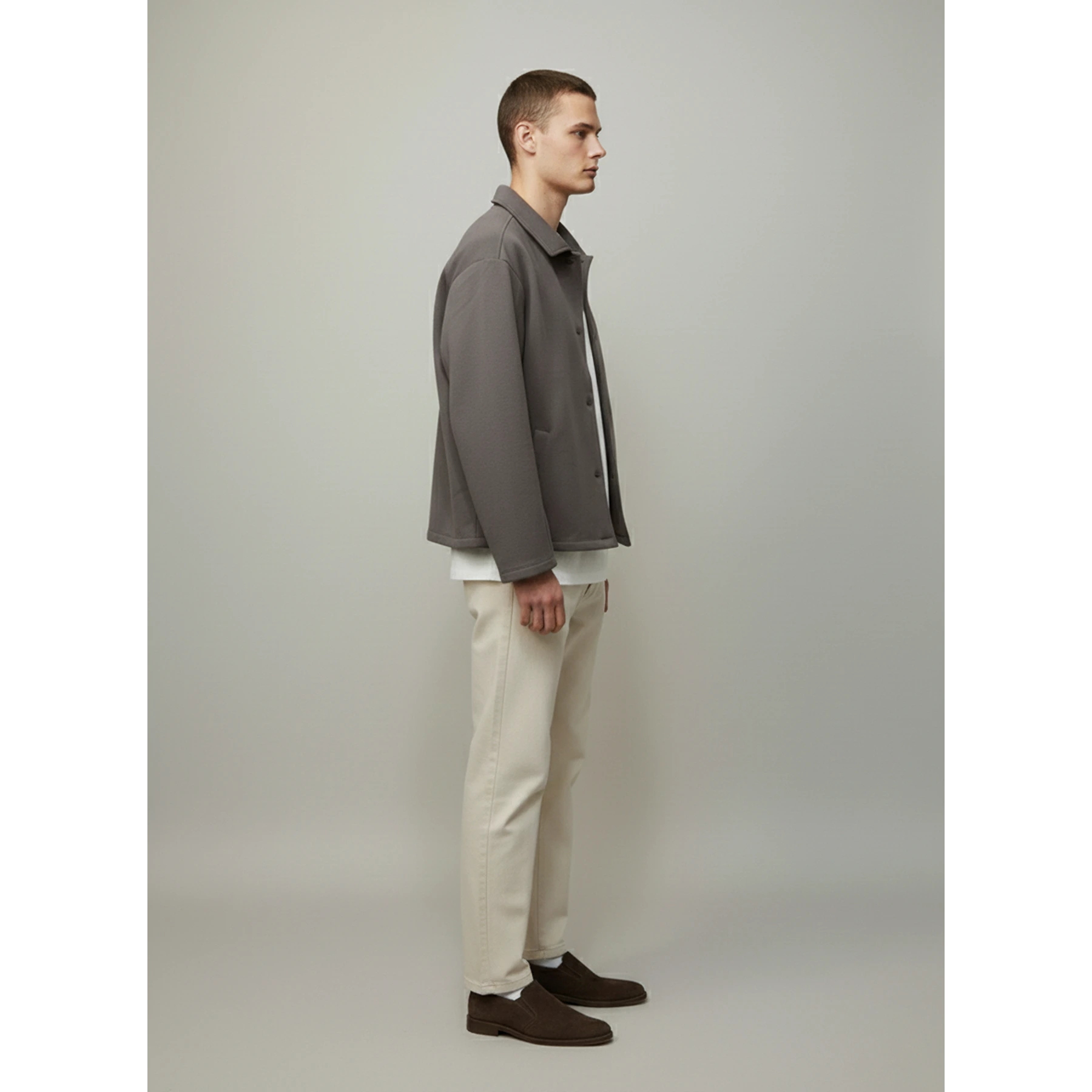 Grey Button Down Coat | Montivo Pakistan