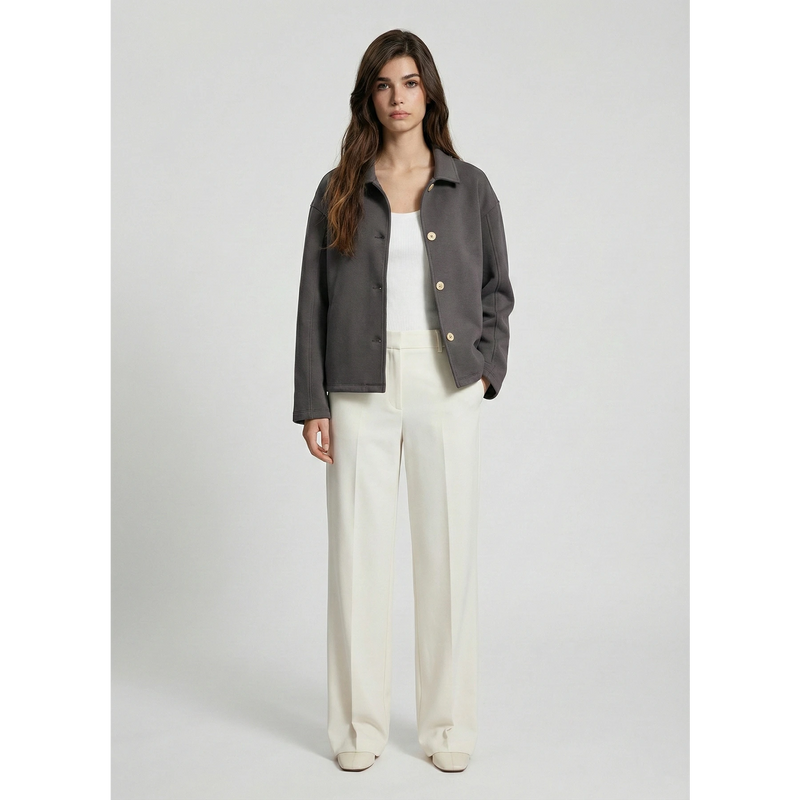 Grey Button Down Coat | Montivo Pakistan