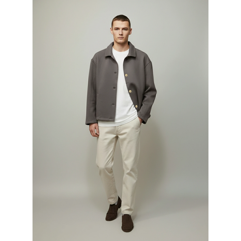 Grey Button Down Coat | Montivo Pakistan