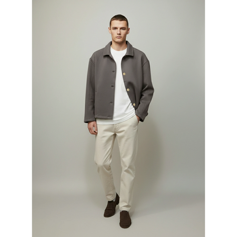 Grey Button Down Coat | Montivo Pakistan