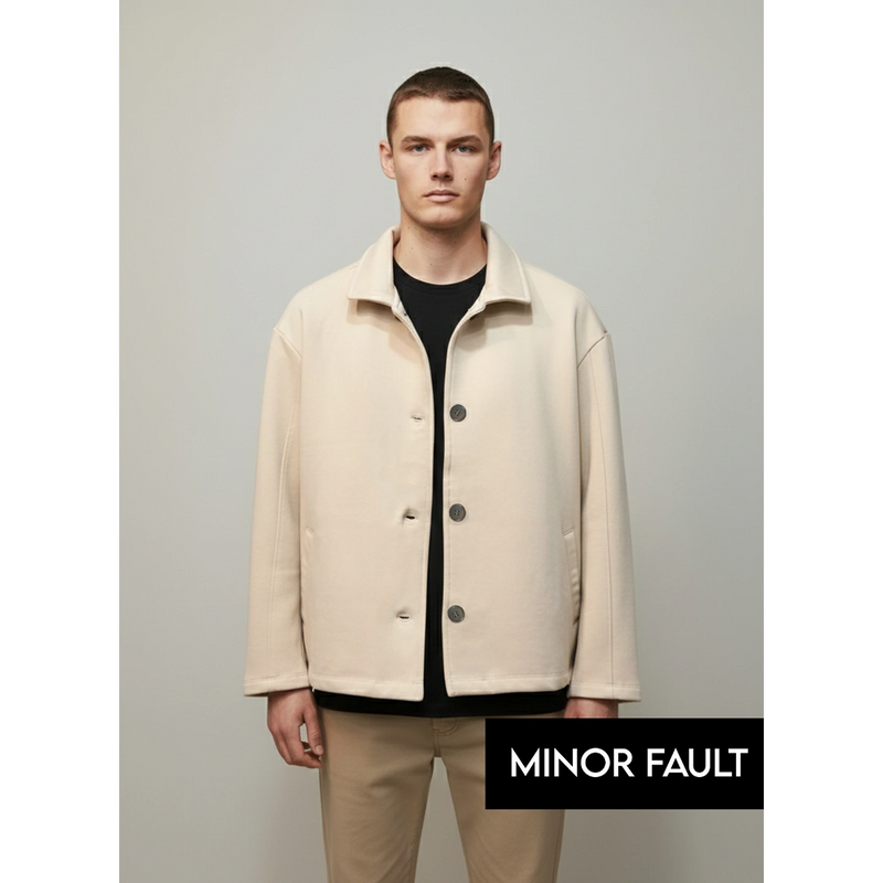 (Minor Fault) Ecru Button Down Coat | Montivo Pakistan