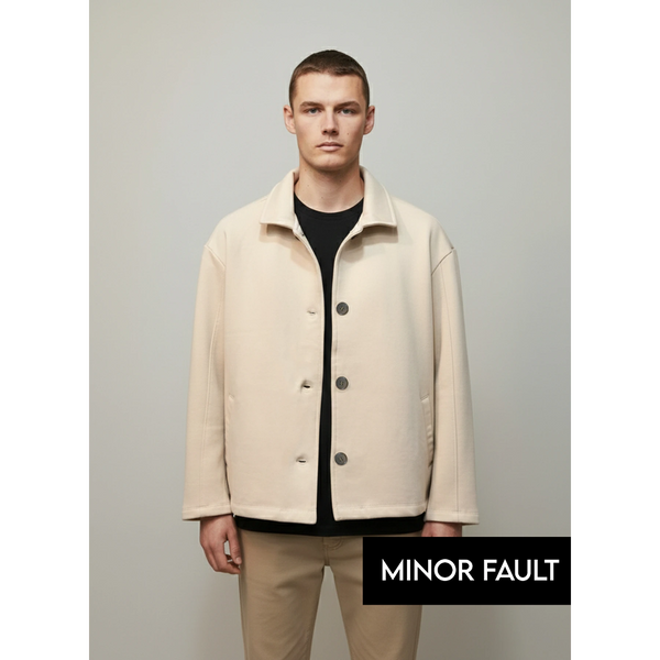 (Minor Fault) Ecru Button Down Coat | Montivo Pakistan