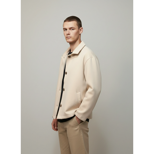 Ecru Button Down Coat | Montivo Pakistan