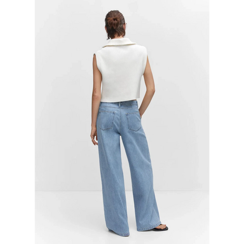 Vitange Blue Pleated Wide Leg Jeans | Montivo Pakistan