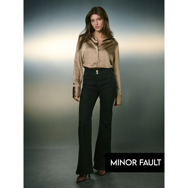 (Minor Fault) Black High Rise Stretch Flare Jeans | Montivo Pakistan