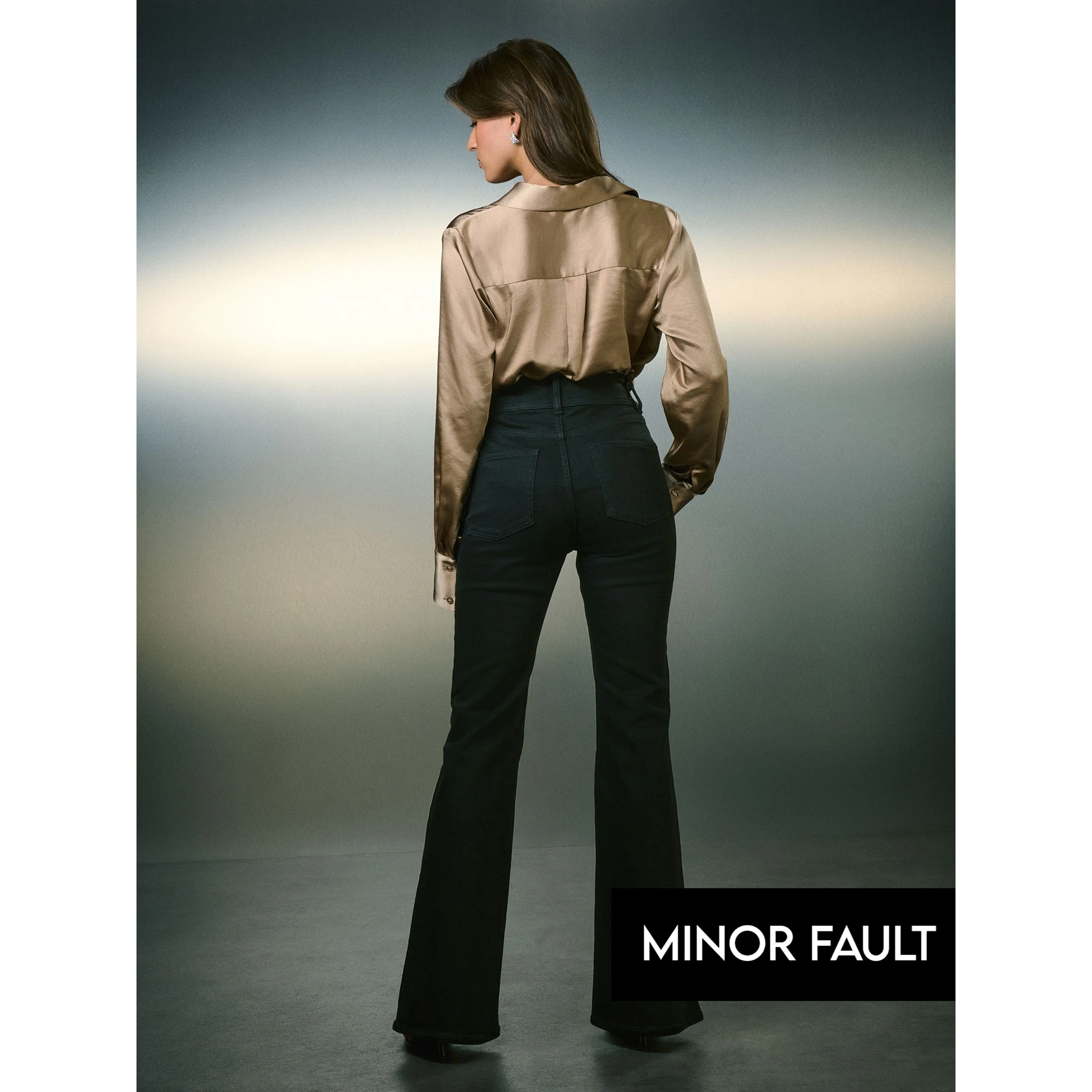(Minor Fault) Black High Rise Stretch Flare Jeans | Montivo Pakistan