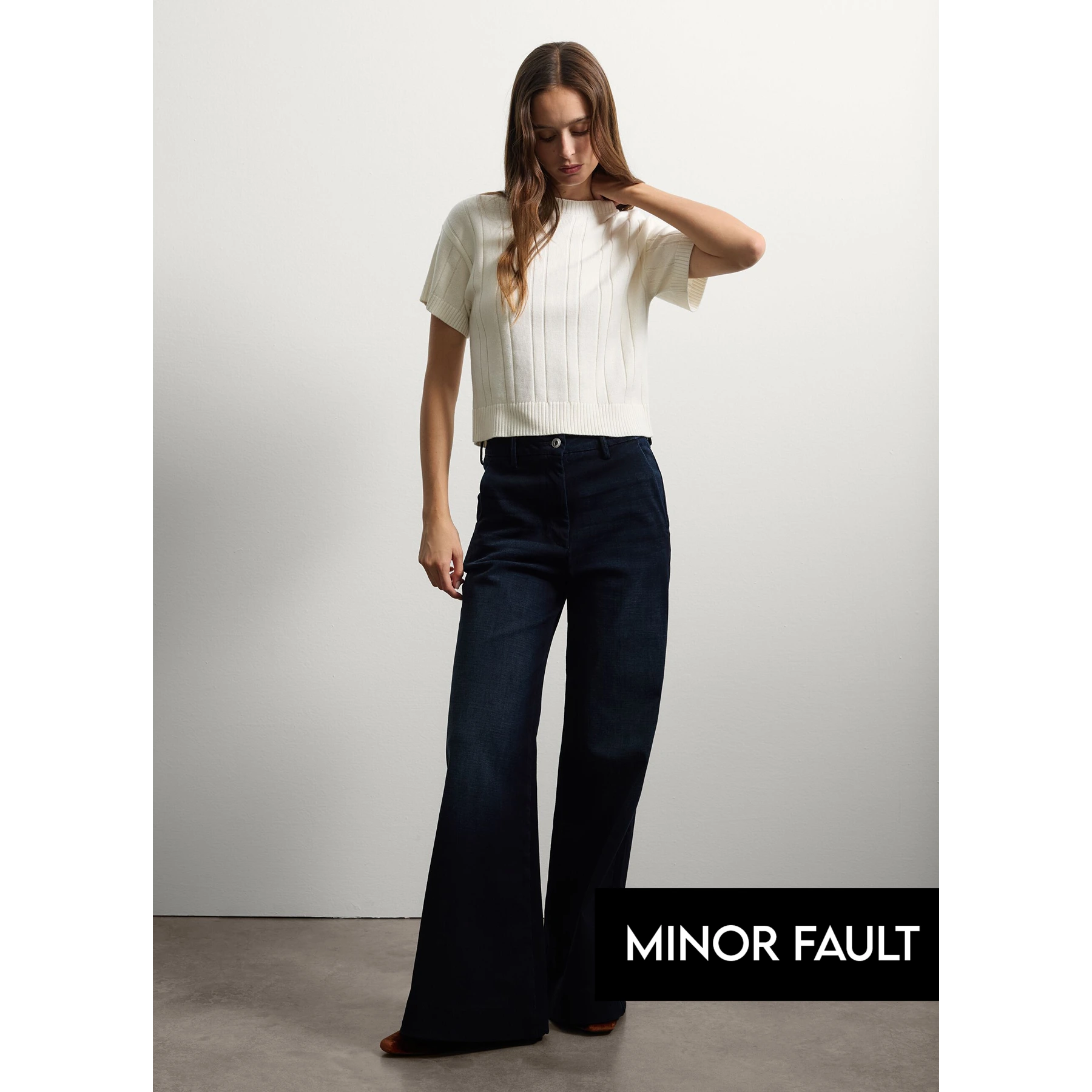 (Minor Fault) Wide Leg Blue Denim Jeans | Montivo Pakistan