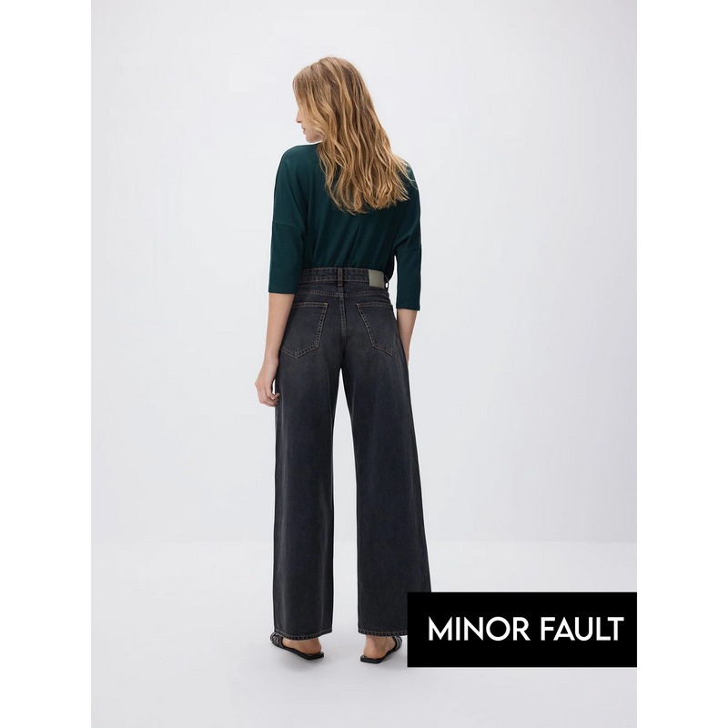 (Minor Fault) Charcoal Long Wide Leg Jeans | Montivo Pakistan