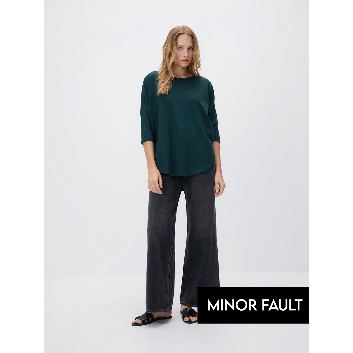 (Minor Fault) Charcoal Long Wide Leg Jeans | Montivo Pakistan