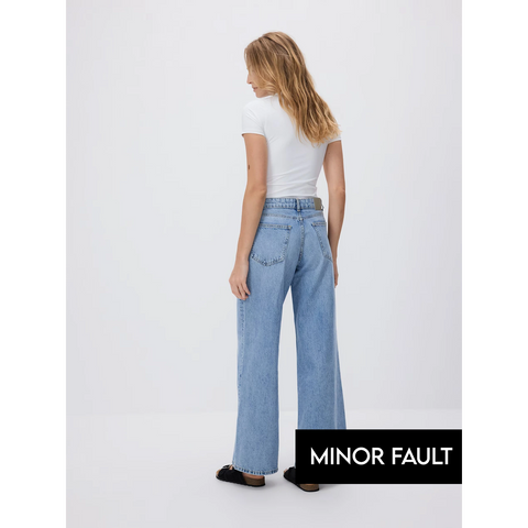 (Minor Fault) Light Blue Long Wide Leg Jeans | Montivo Pakistan