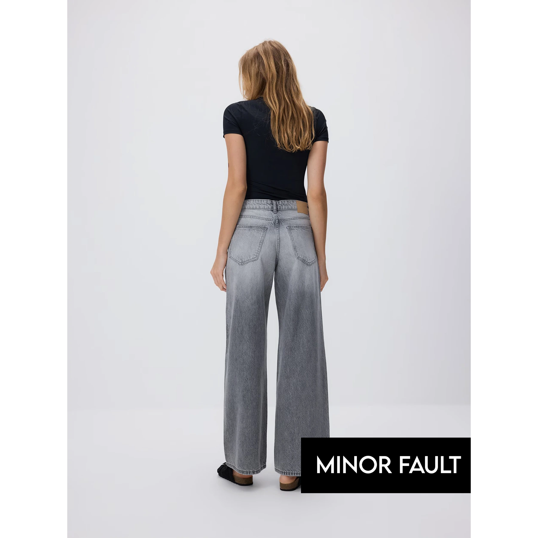 (Minor Fault) Grey Wide Leg Baggy Jeans | Montivo Pakistan