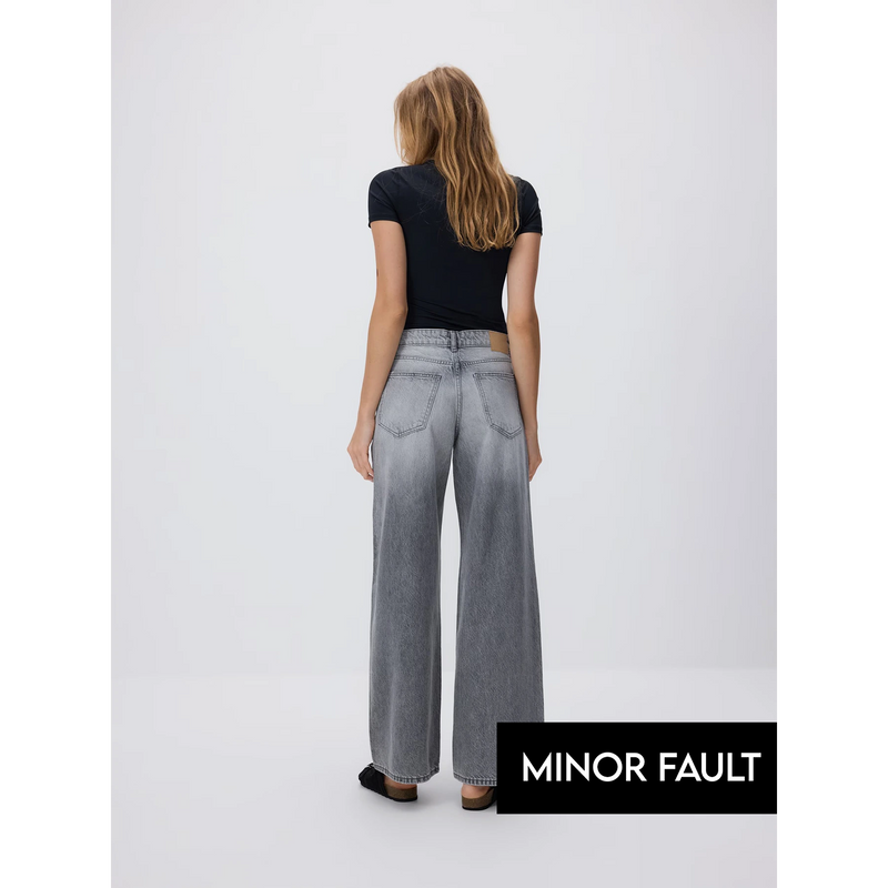 (Minor Fault) Grey Wide Leg Baggy Jeans | Montivo Pakistan