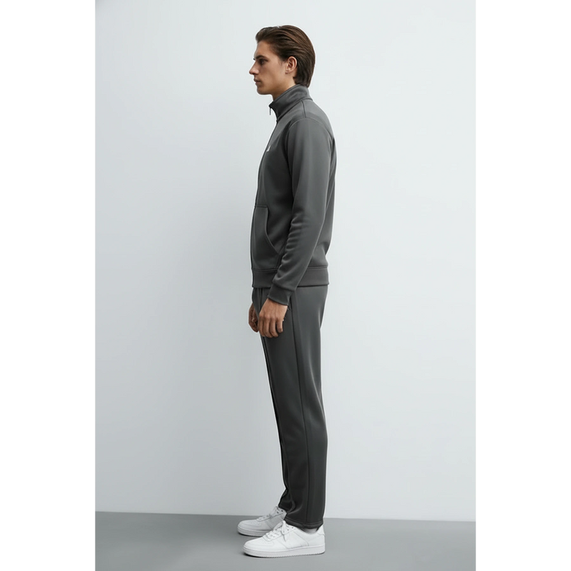 Dark Grey Mock Neck Sports Zipper