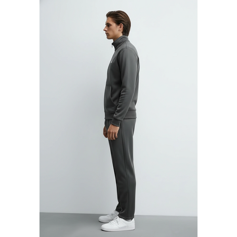 Dark Grey Mock Neck Sports Zipper