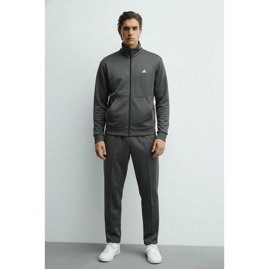 Dark Grey Mock Neck Sports Zipper