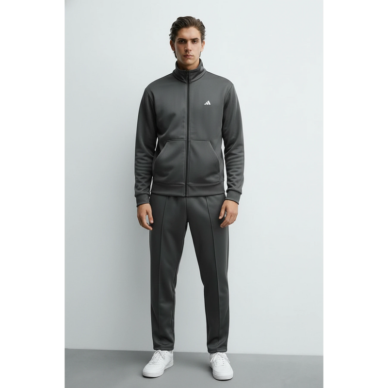 Dark Grey Mock Neck Sports Zipper