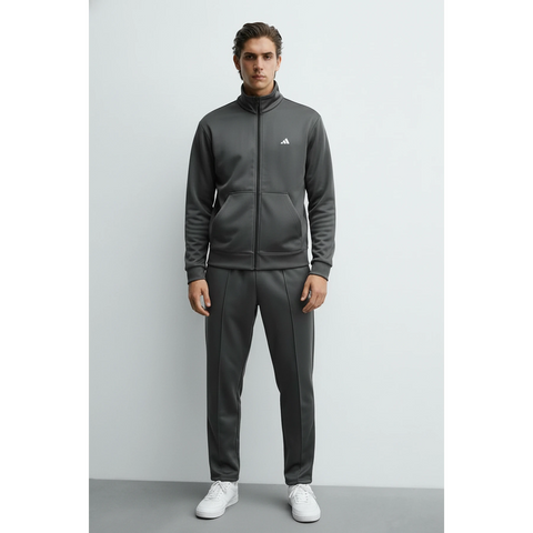 Dark Grey Mock Neck Sports Zipper