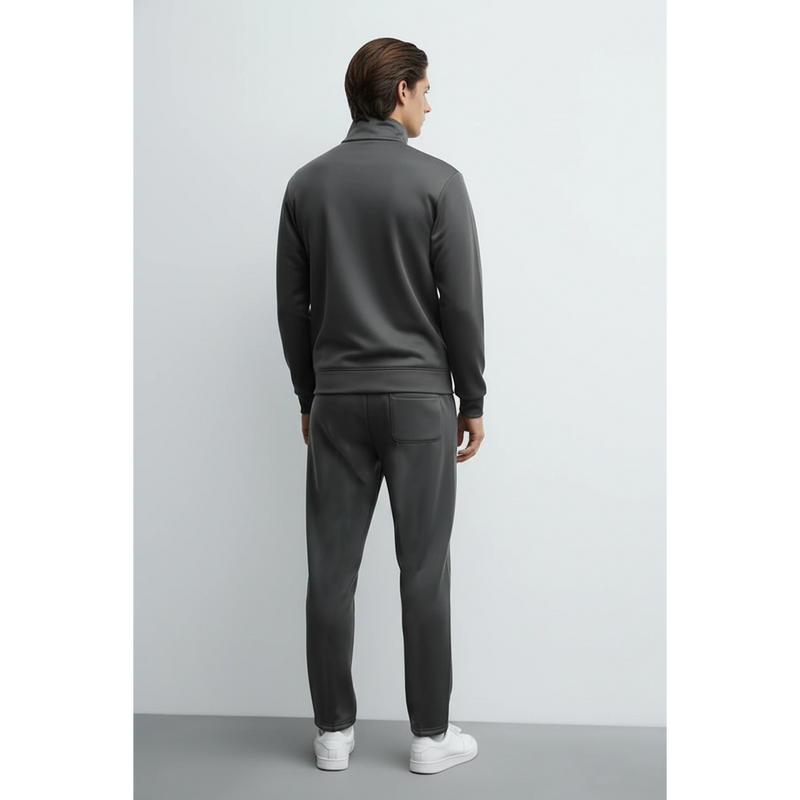 Dark Grey Mock Neck Sports Zipper