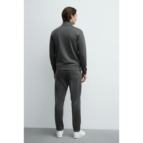 Dark Grey Mock Neck Sports Zipper